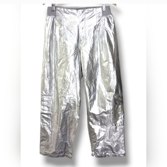 NWOT Free People Mesmerize Me Shine Pants in Silver $128  XS - Picture 8 of 13